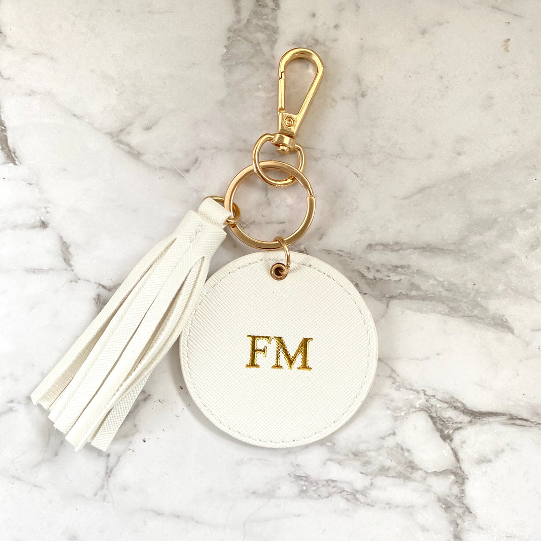 Keyring Personalised, Monogram Key Chain, PU Saffiano Leather