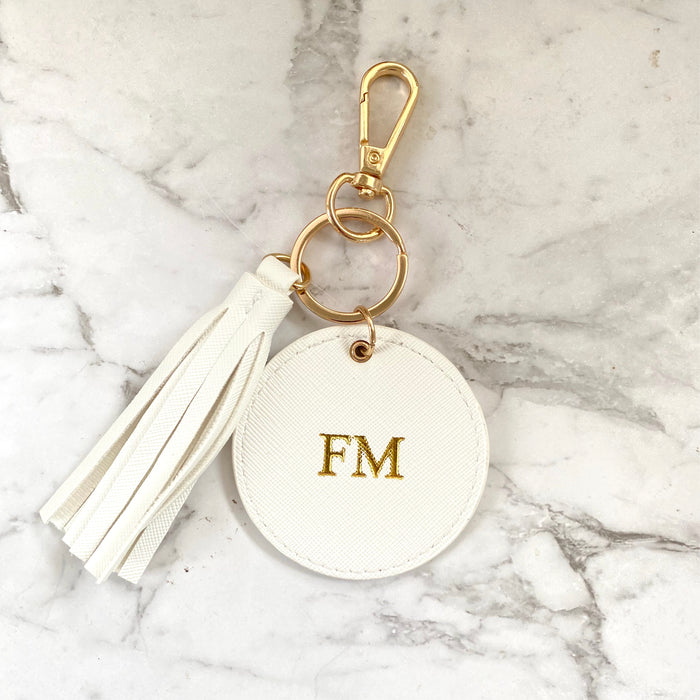 Keyring Personalised, Monogram Key Chain, PU Saffiano Leather