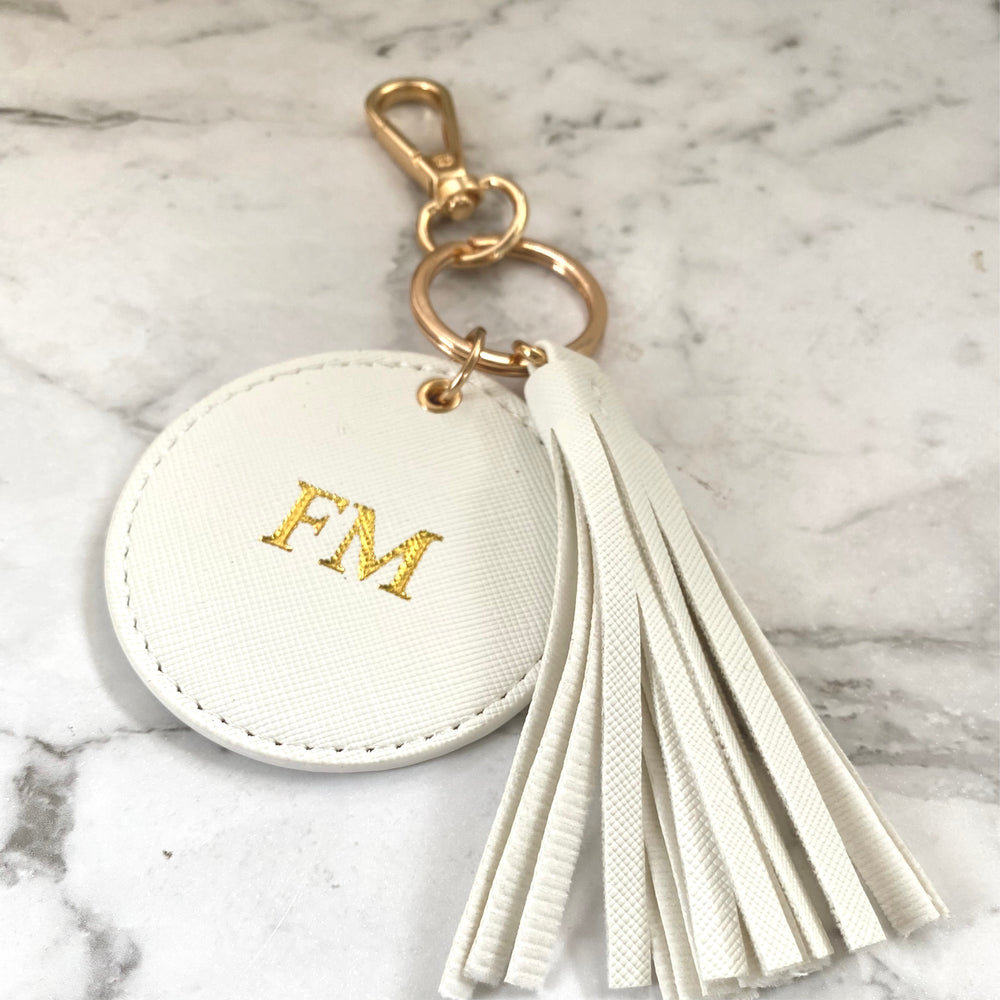 Keyring Personalised, Monogram Key Chain, PU Saffiano Leather