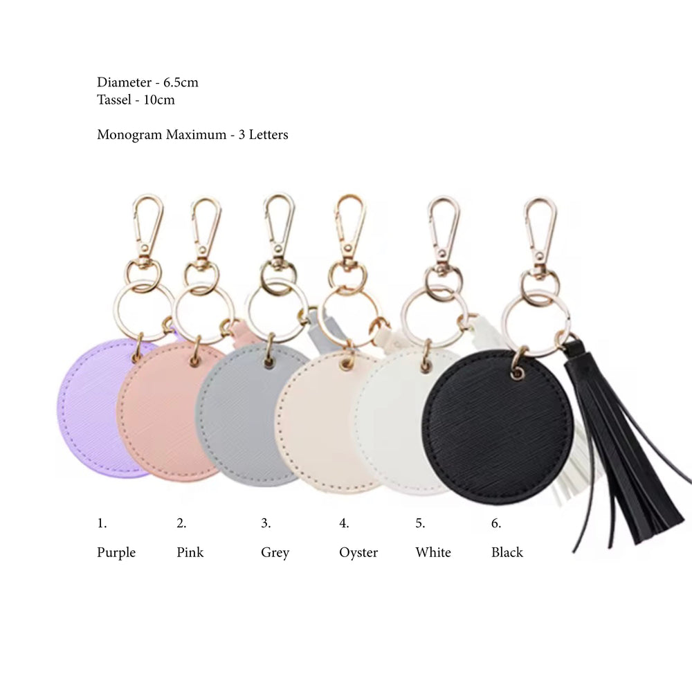 Keyring Personalised, Monogram Key Chain, PU Saffiano Leather
