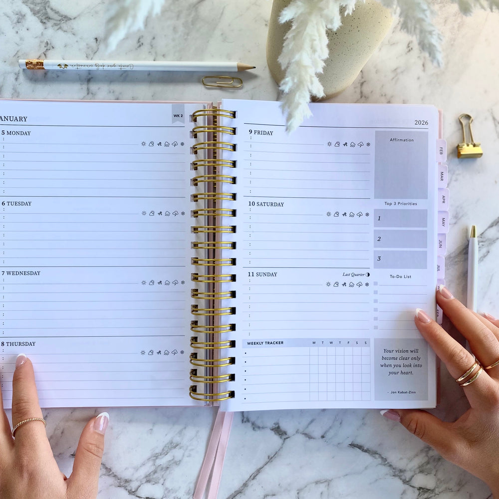 2026 SPIRAL WEEKLY Planner Diary (WEEK-TO-VIEW) BLUSH PINK