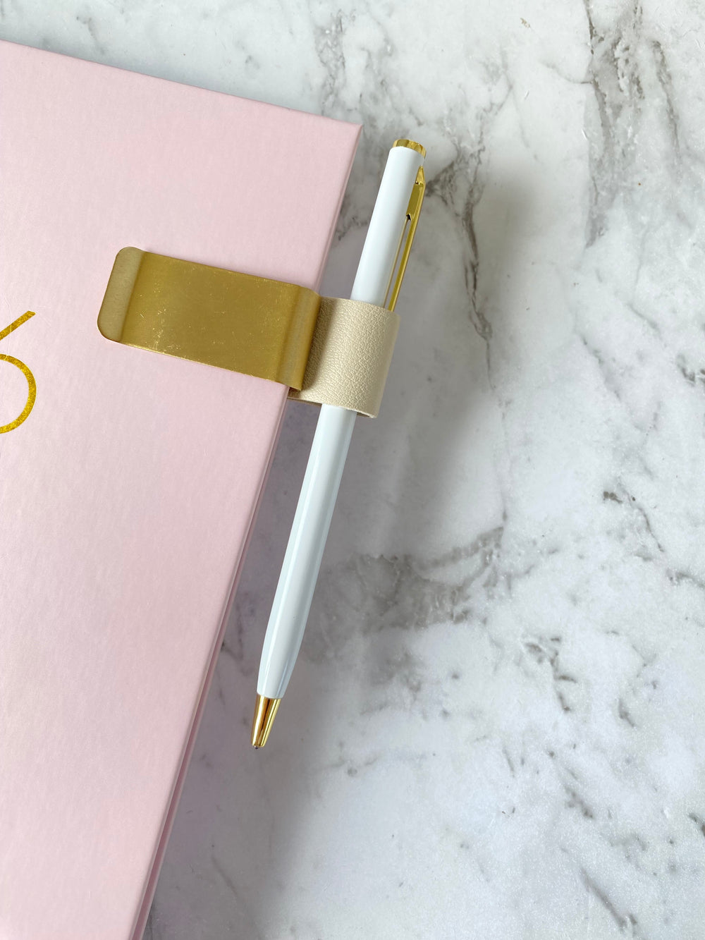 PU LEATHER BRASS PEN HOLDER CLIP