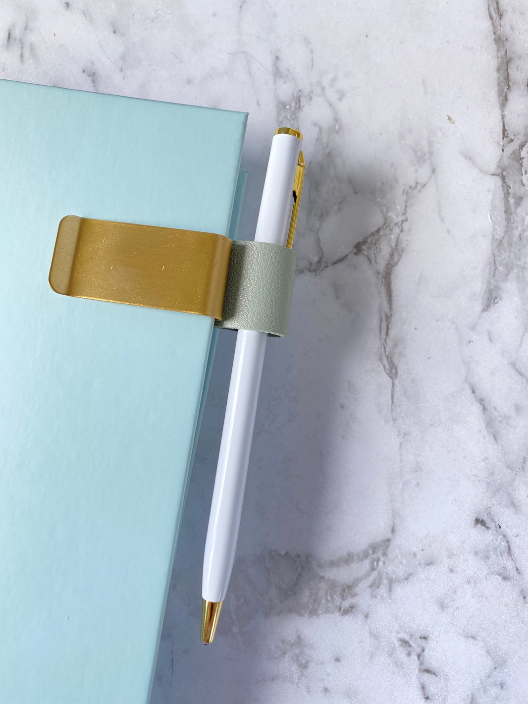 image PU LEATHER BRASS PEN HOLDER CLIP