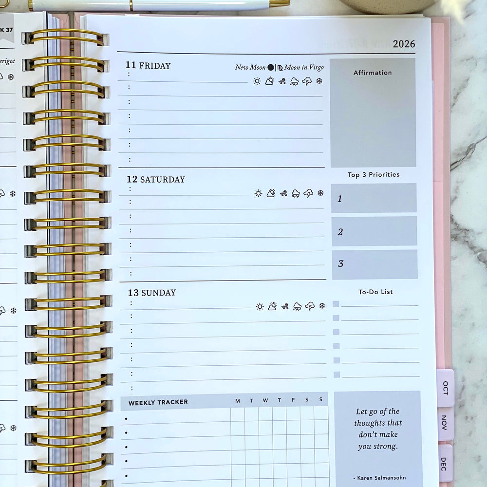 2026 SPIRAL WEEKLY Planner Diary (WEEK-TO-VIEW) BLUSH PINK