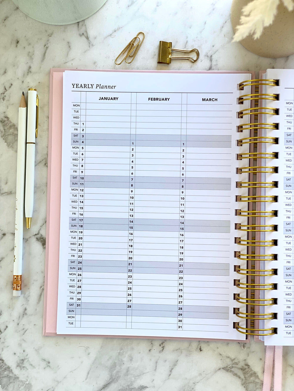 2026 SPIRAL WEEKLY Planner Diary (WEEK-TO-VIEW) BLUSH PINK