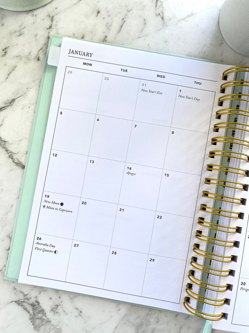2026 SPIRAL WEEKLY Planner Diary (WEEK-TO-VIEW) BLUSH SAGE