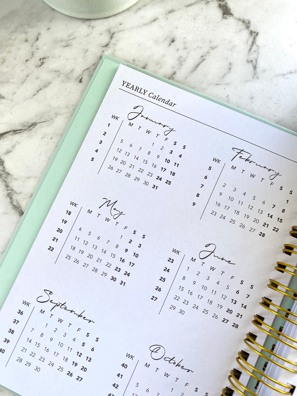 2026 SPIRAL WEEKLY Planner Diary (WEEK-TO-VIEW) BLUSH SAGE